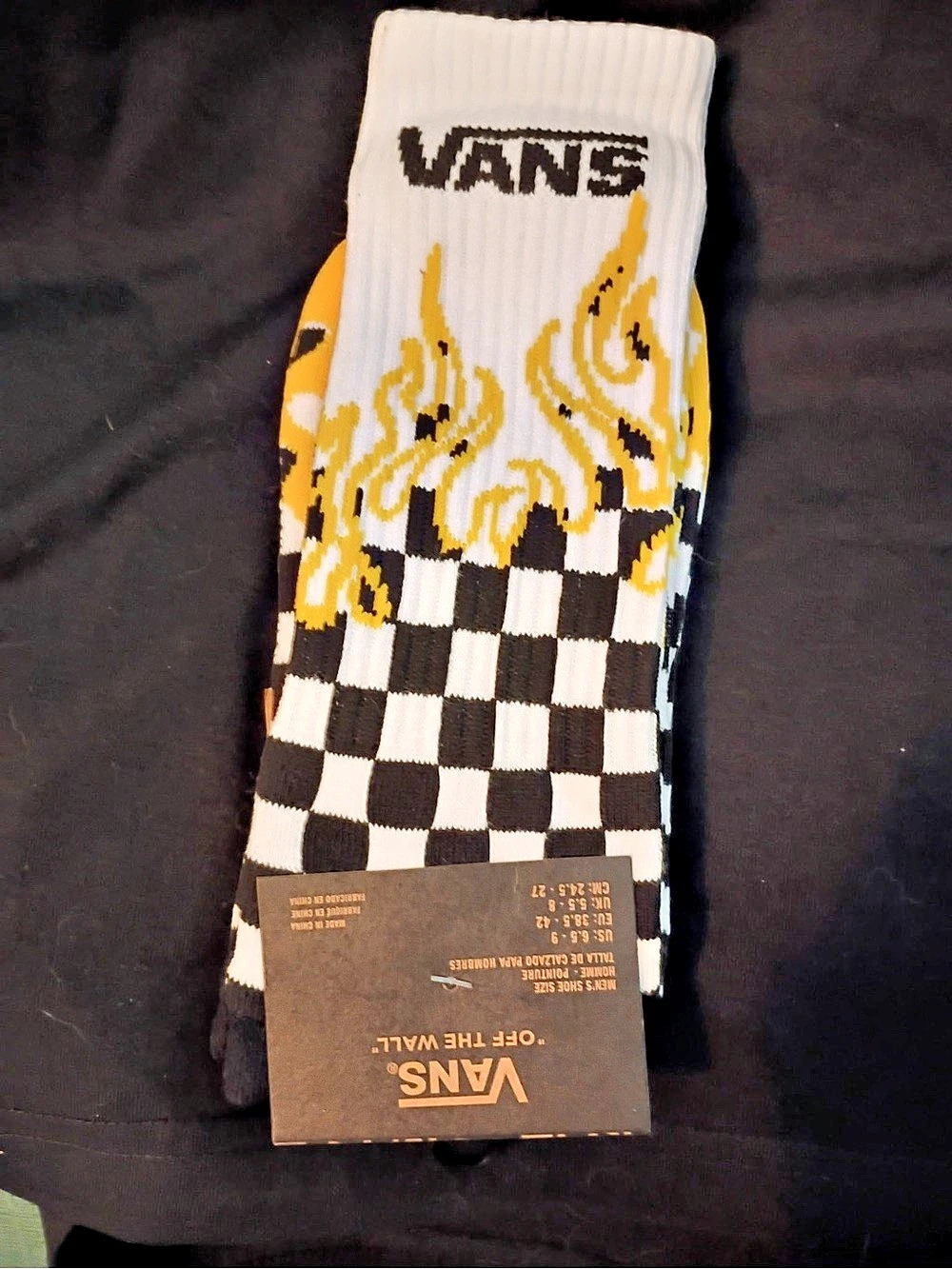 Vans Flame Check Crew Socks White & Yellow